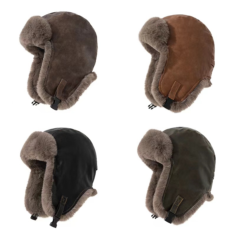 1pcs Men's Winter Retro leathe - Trapper Hat Ear Flap review and price