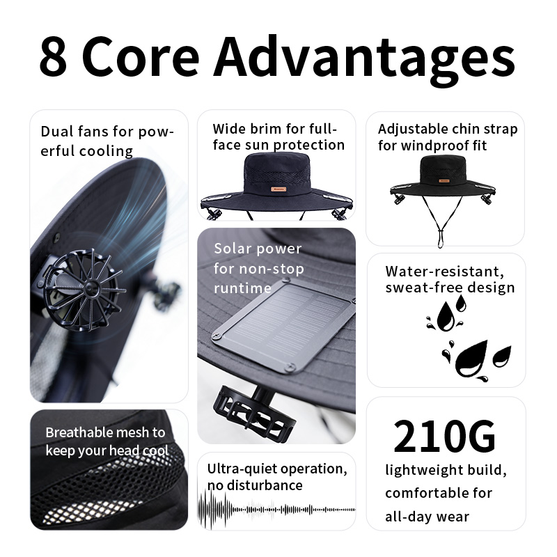 NEWSMY Solar Powered Fan Sun H - Sun Hat Wide Brim review and price